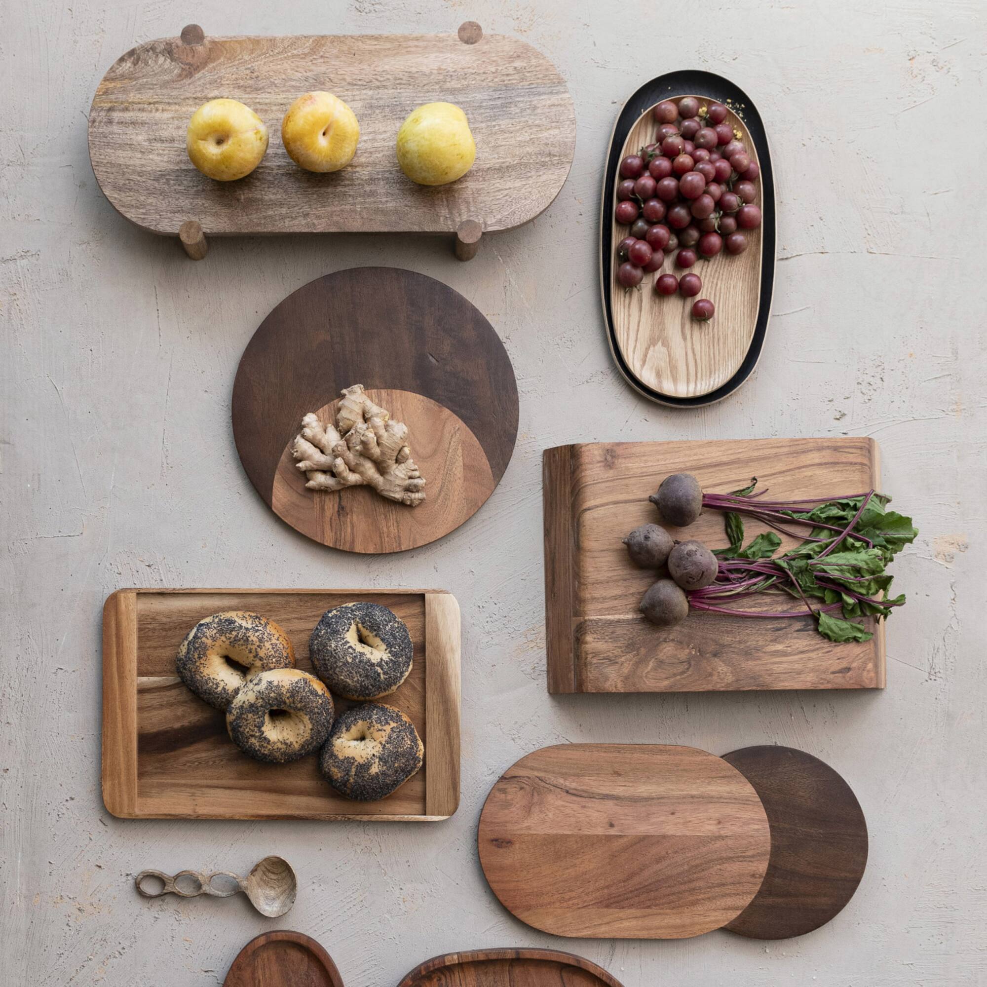 Hello Honey® 11.75" Natural & Walnut Round Two-Tone Wood Cheese & Cutting Board